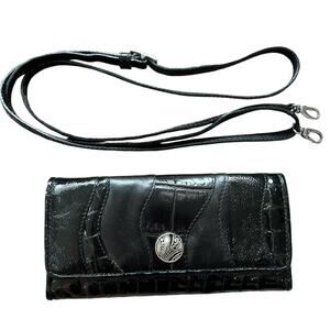 Brighton‎ Wallet Crossbody Clutch Black Leather Classic Designer MoneyHeritage